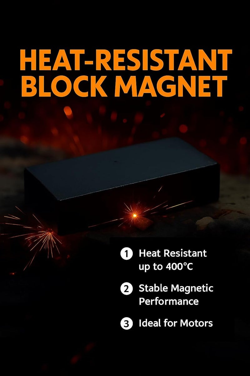 Applied Magnets Ceramic Magnet Block 6" x 4" x 1" – Grade C8 Hard Ferrite Magnet for Heavy-Duty Industrial Use, DIY Projects, and Magnetic Applications – High Heat & Corrosion Resistant - Image 2